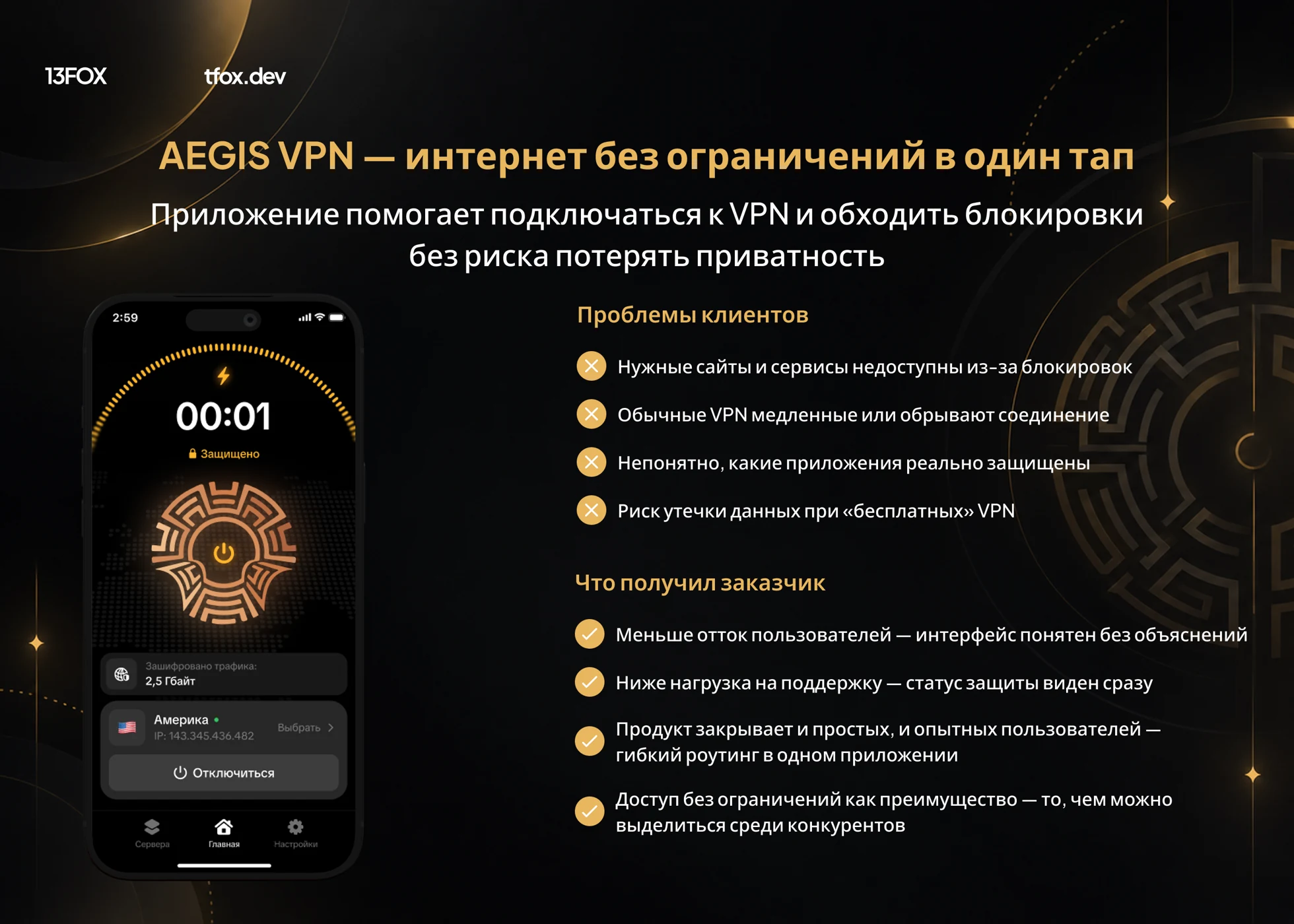 Aegis VPN: задачи пользователей и решения в приложении