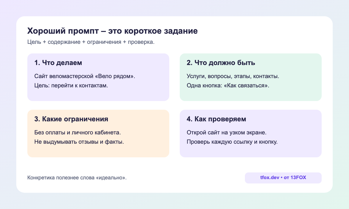 Из чего состоит понятное задание для сайта веломастерской