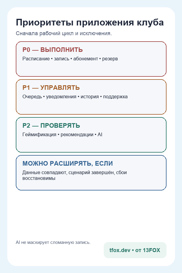 Мобильная доска приоритетов fitness MVP