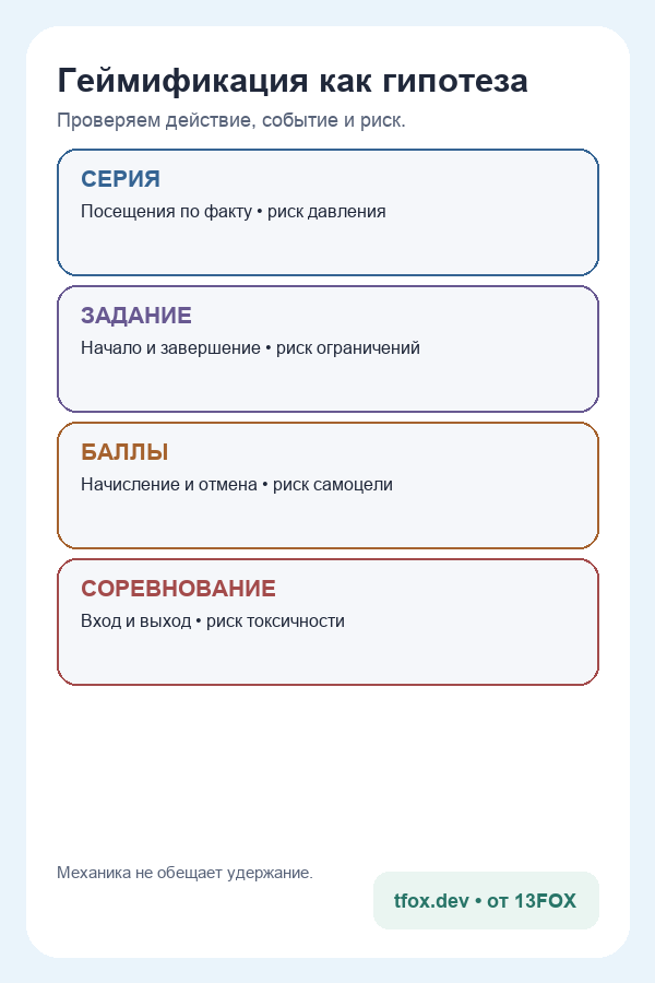 Мобильные карточки гипотез геймификации