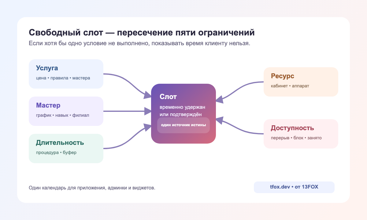 Карта ограничений календаря салона красоты
