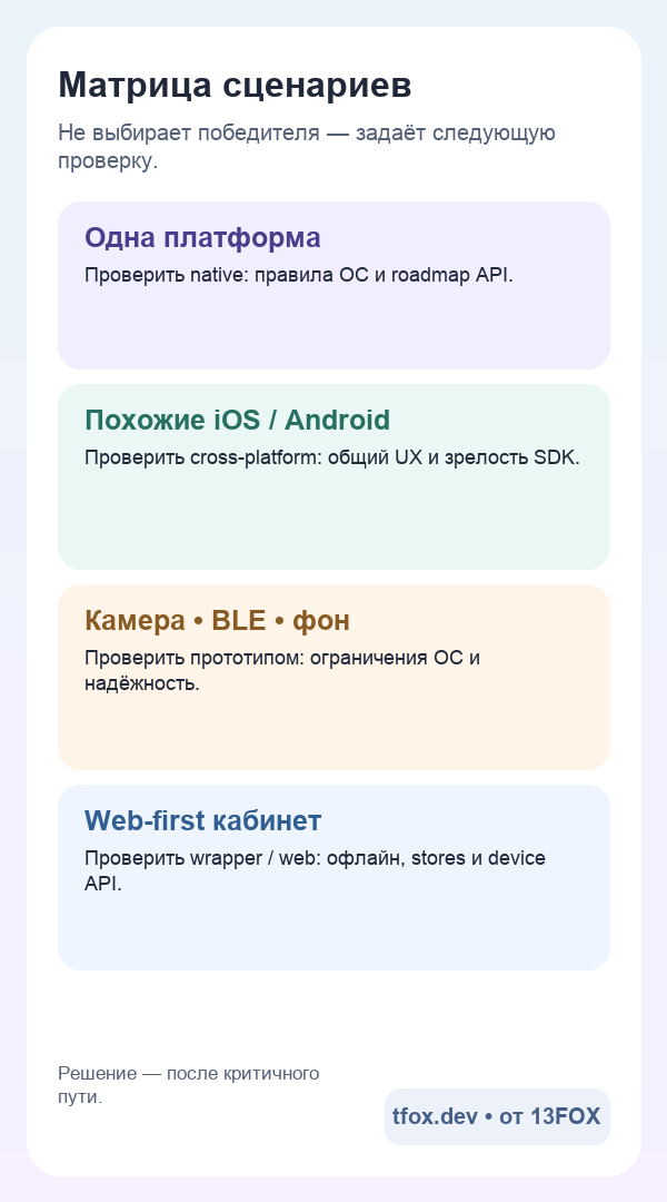 Мобильная матрица сценариев для native и cross-platform