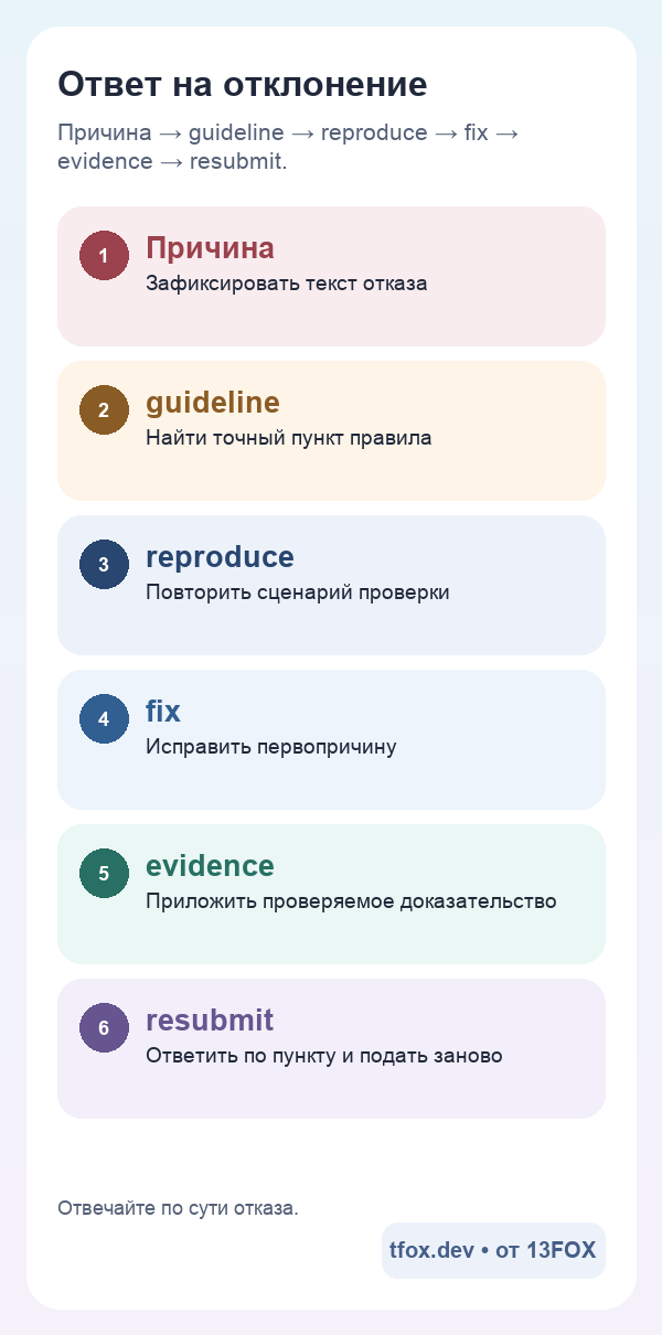 Мобильная схема ответа на отклонение App Review