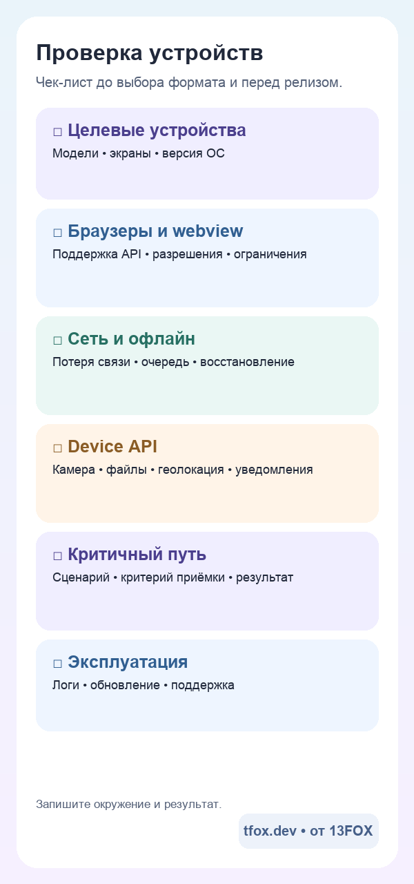 Мобильный чек-лист тестирования формата продукта