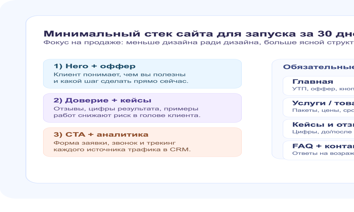 Обязательная структура сайта для малого бизнеса: 6 блоков для конверсии