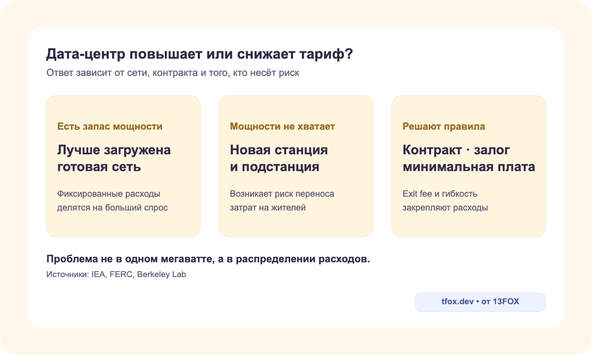 Две ветки влияния дата-центра на тариф в зависимости от состояния сети и договора подключения