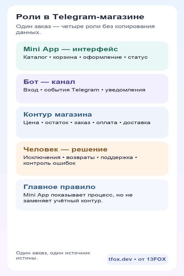 Роли каналов магазина на мобильном экране