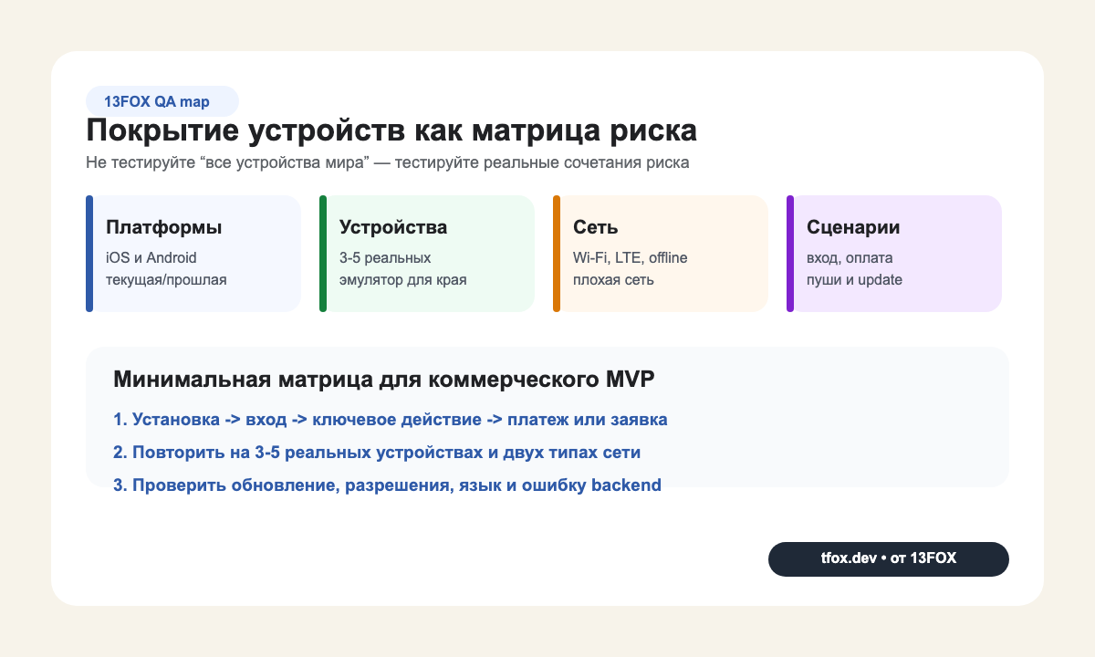 Матрица покрытия устройств для тестирования iOS и Android приложения
