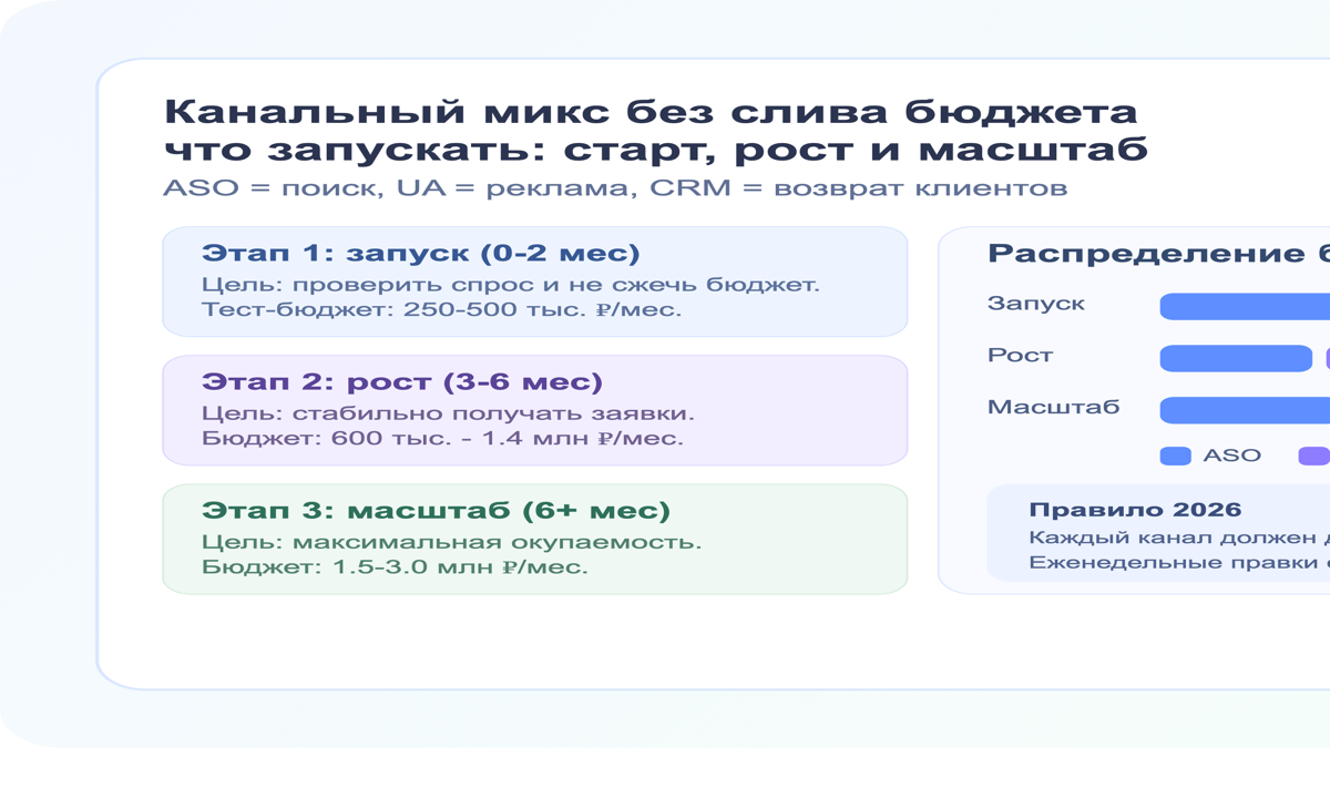 Канальный микс продвижения мобильного приложения в 2026 году