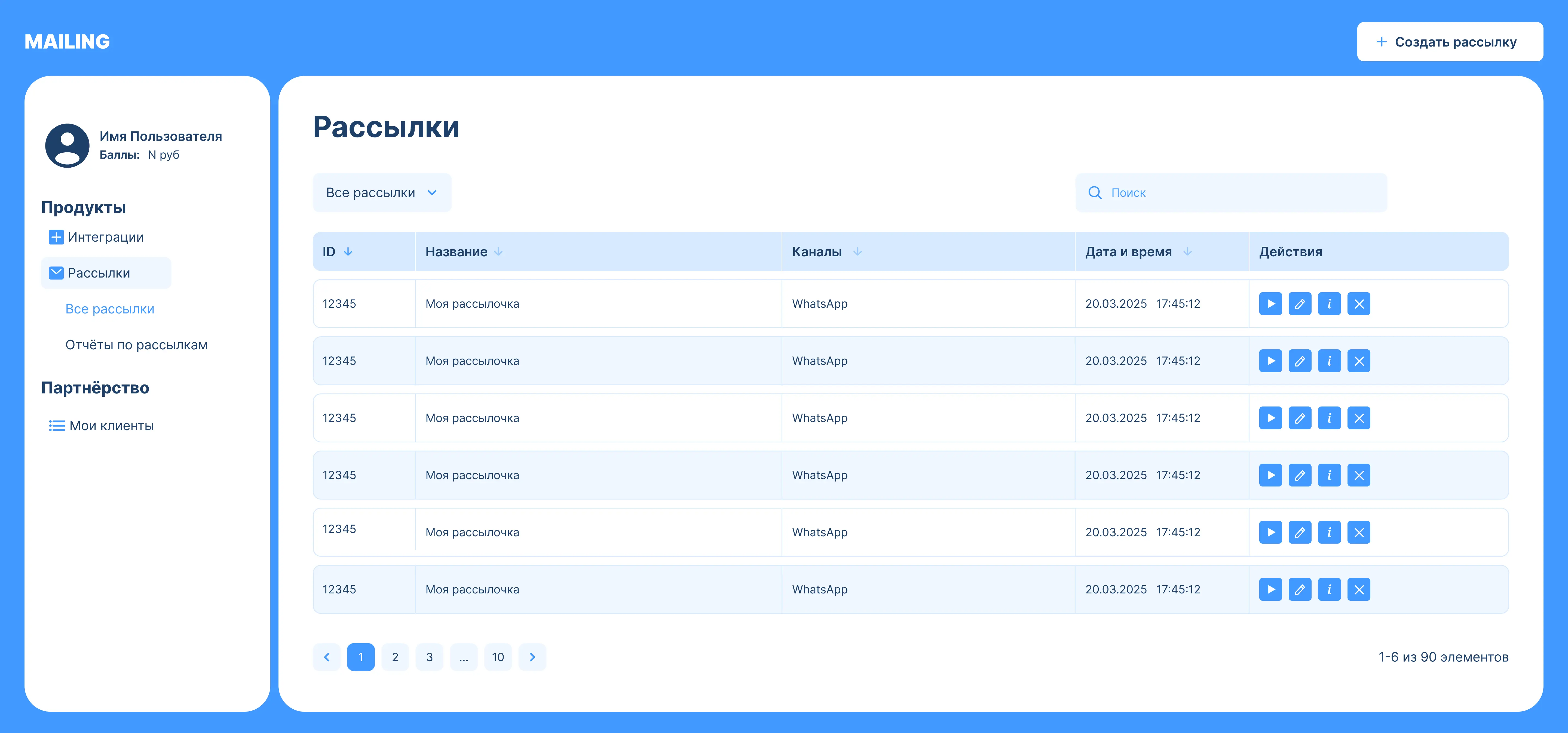 Кабинет рассылок