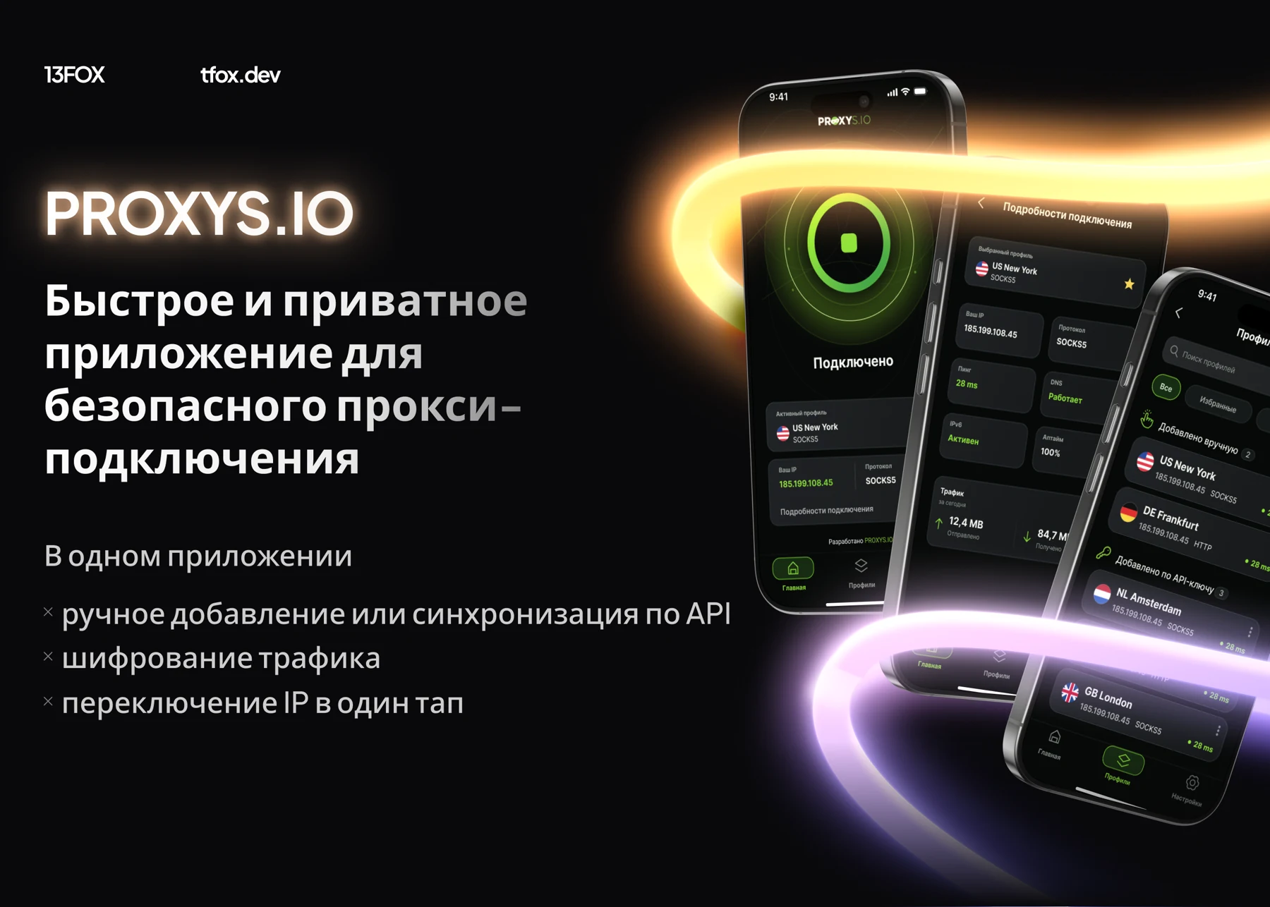ProxyControl: мобильное приложение для PROXYS.IO от 13FOX