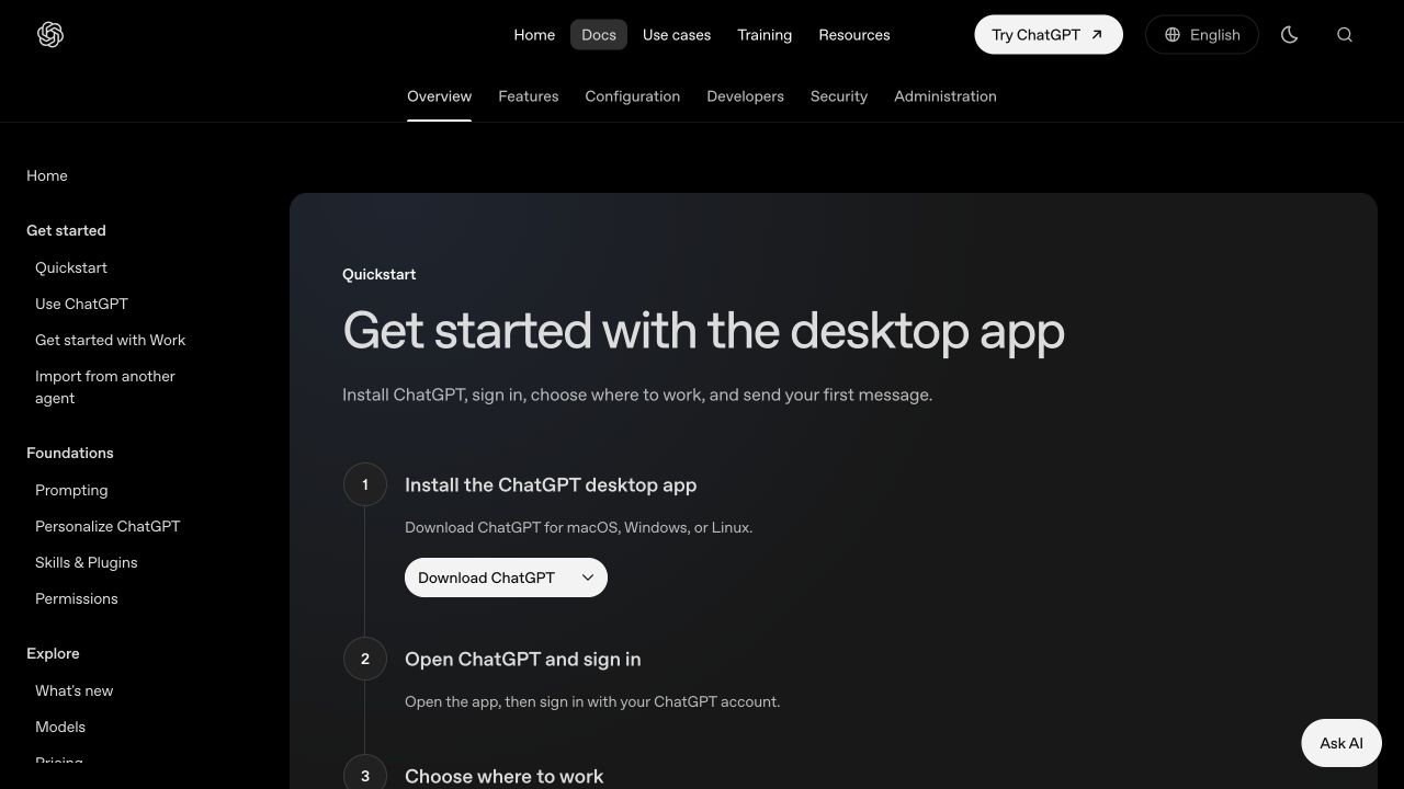 Официальная инструкция OpenAI с кнопкой Download ChatGPT, 7 сентября 2026